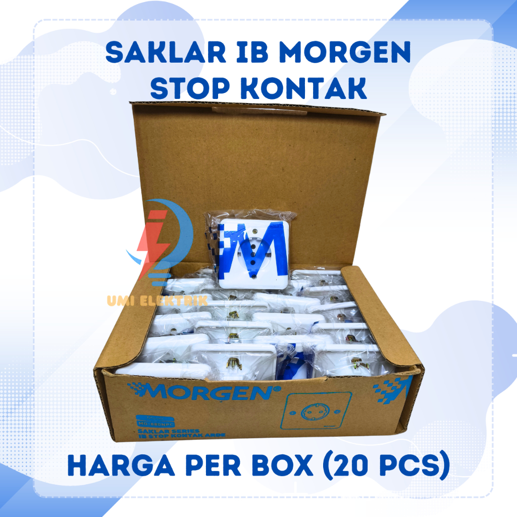 Box (20 Pcs) Saklar IB Stop Kontak Morgen MG-880NPC | Saklar Tanam Stop Kontak Morgen