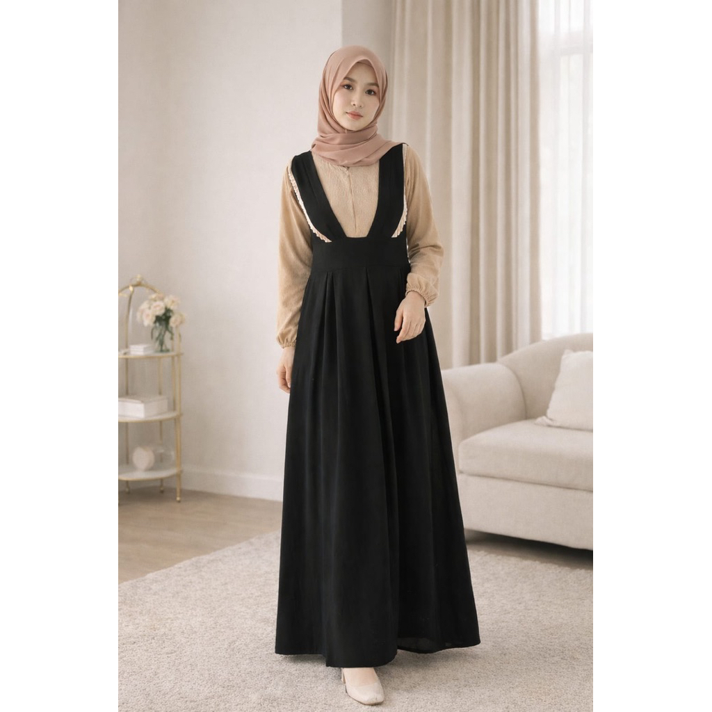 gamis yuna crinkle airflow renda crinkle korean dress terbaru kekinian