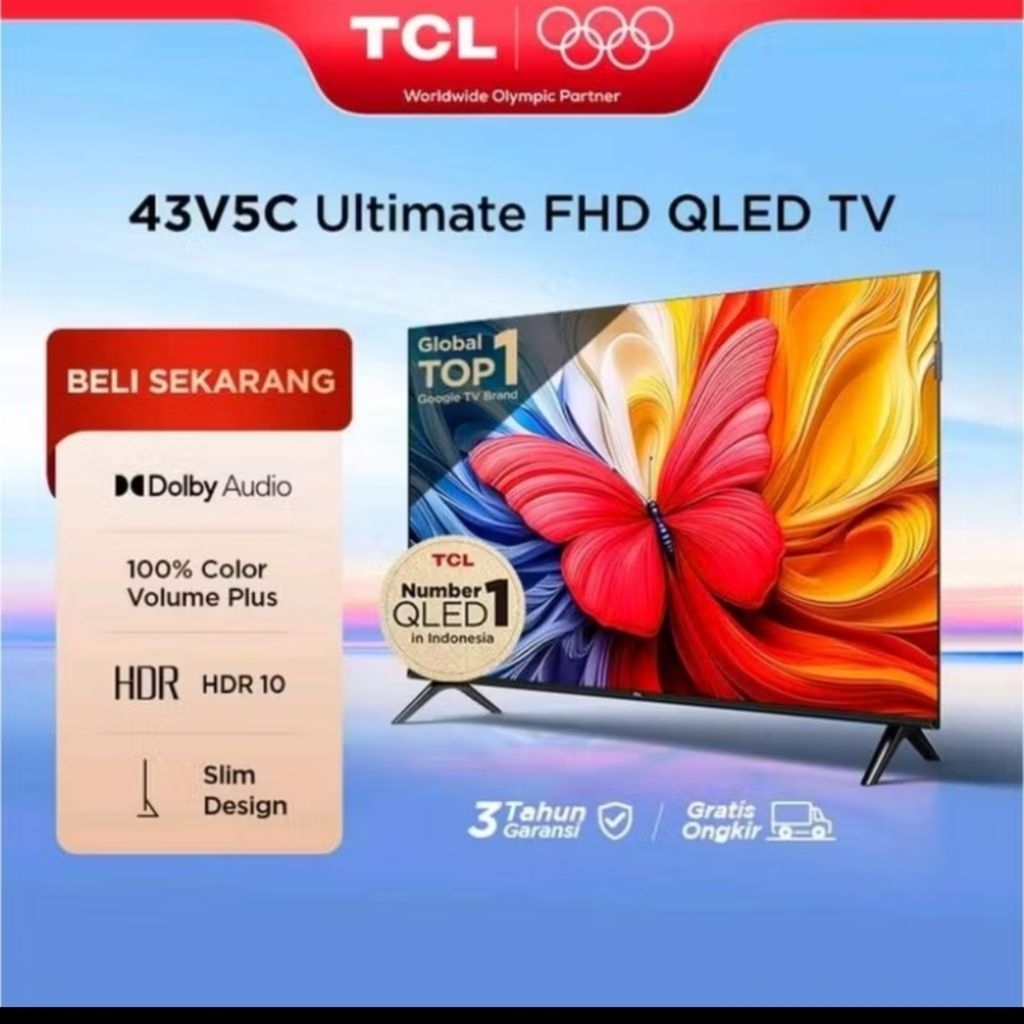 TV TCL 43V5C 43 inch QLED FHD GOOGLE TV