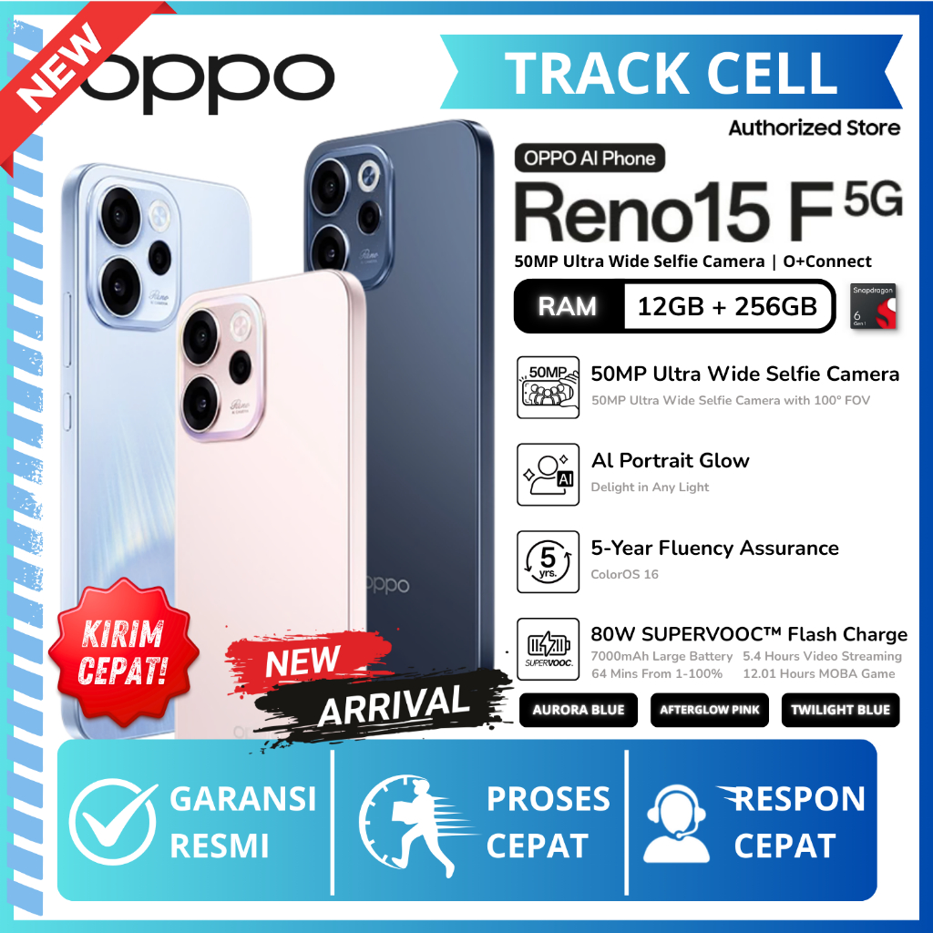Oppo Reno 15F 5G 8/256GB 12/256GB HP Oppo Terbaru 2026 100% Original Garansi Resmi