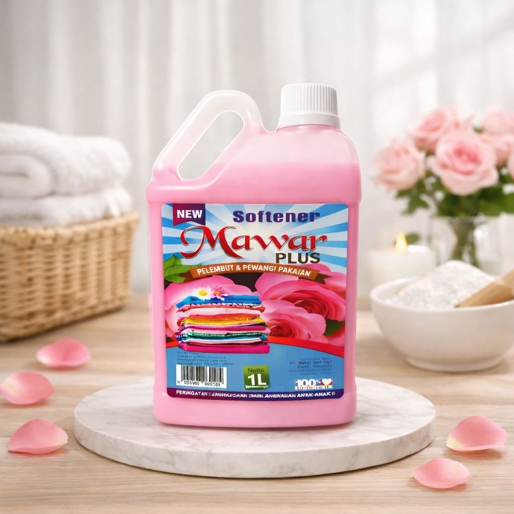 New Softener Mawar Plus, Pelembut dan Pewangi Pakaian Kemasan Damdek 1L PINK