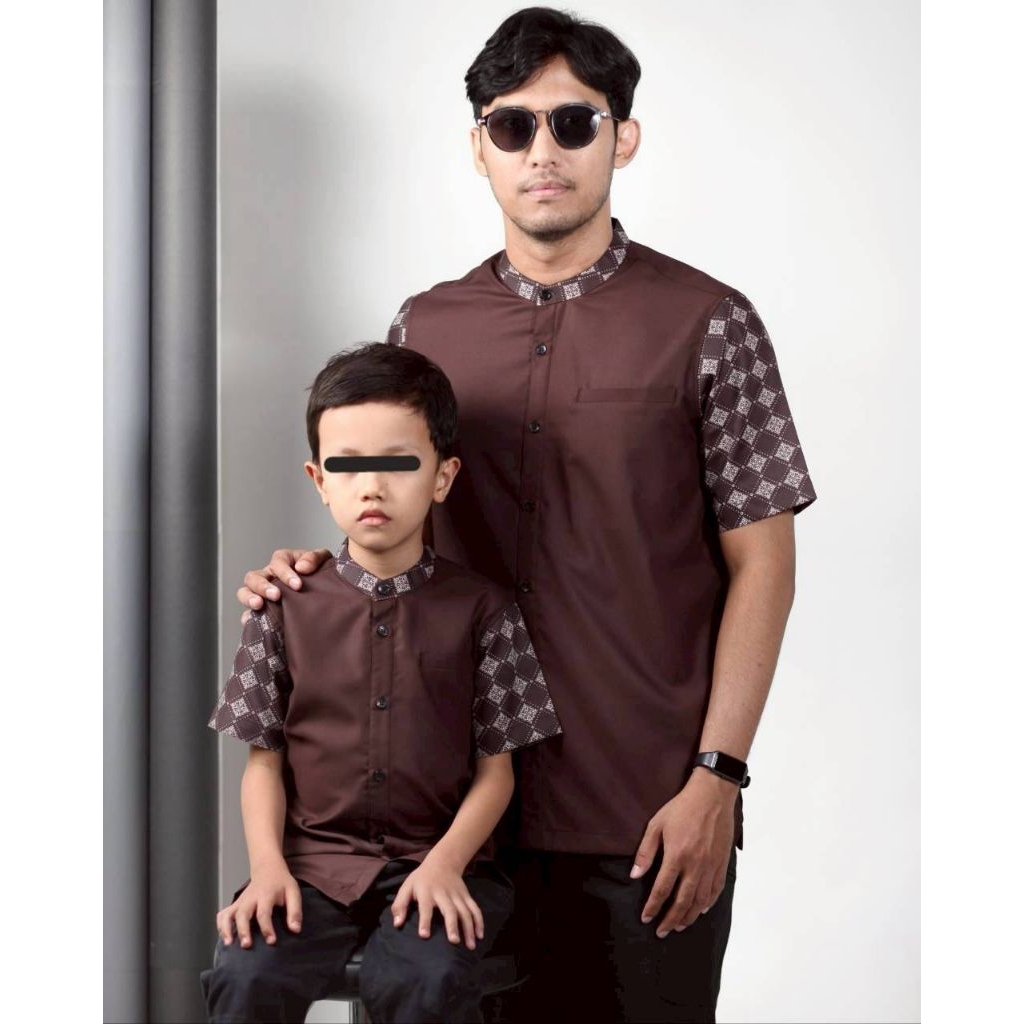 Kemko Pendek Saviq Mahoghani Casual Pria Couple Dewasa Anak/Kemko Andalas Motif Batik