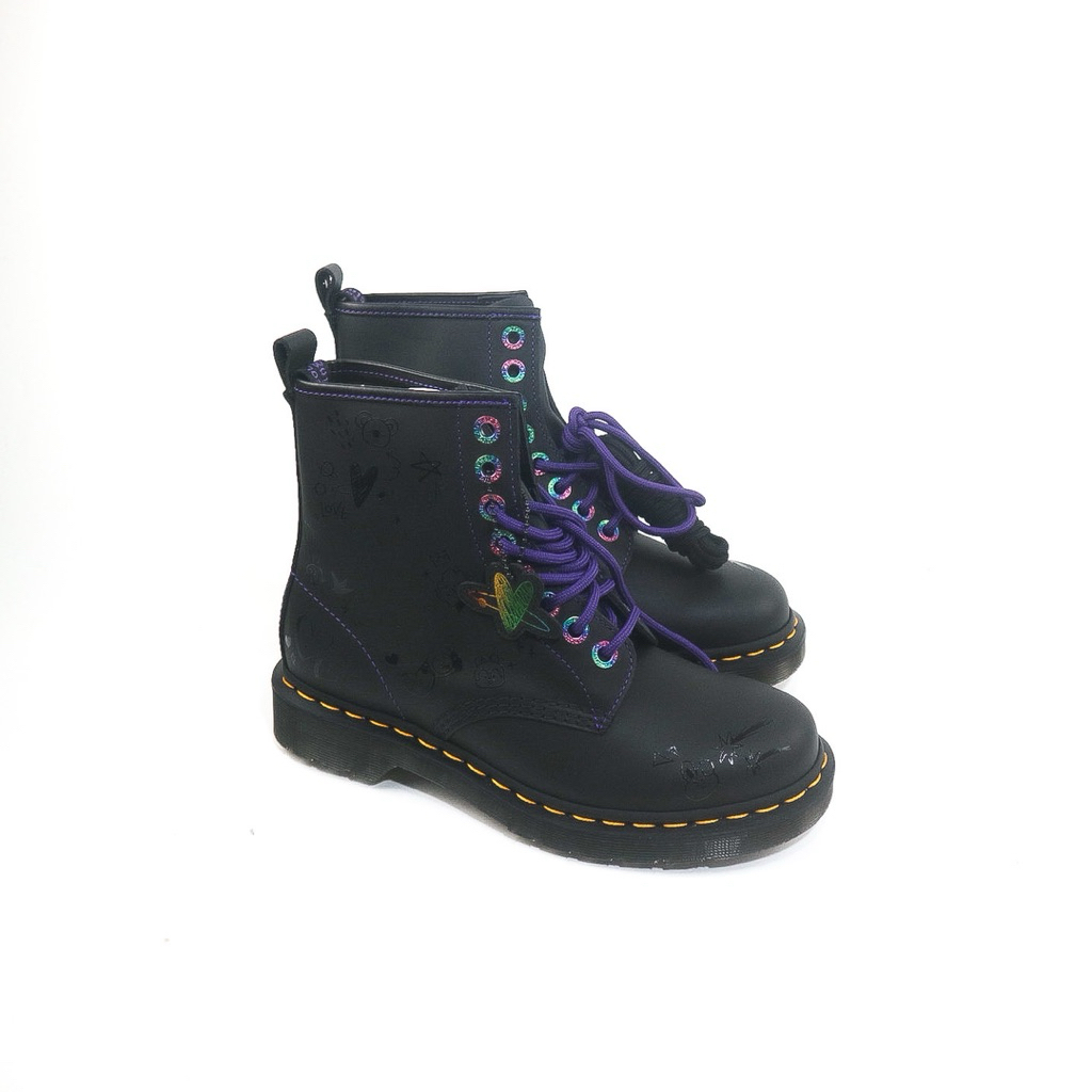 Dr martens x bt 21 1460 Black Nappa pria wanita casual