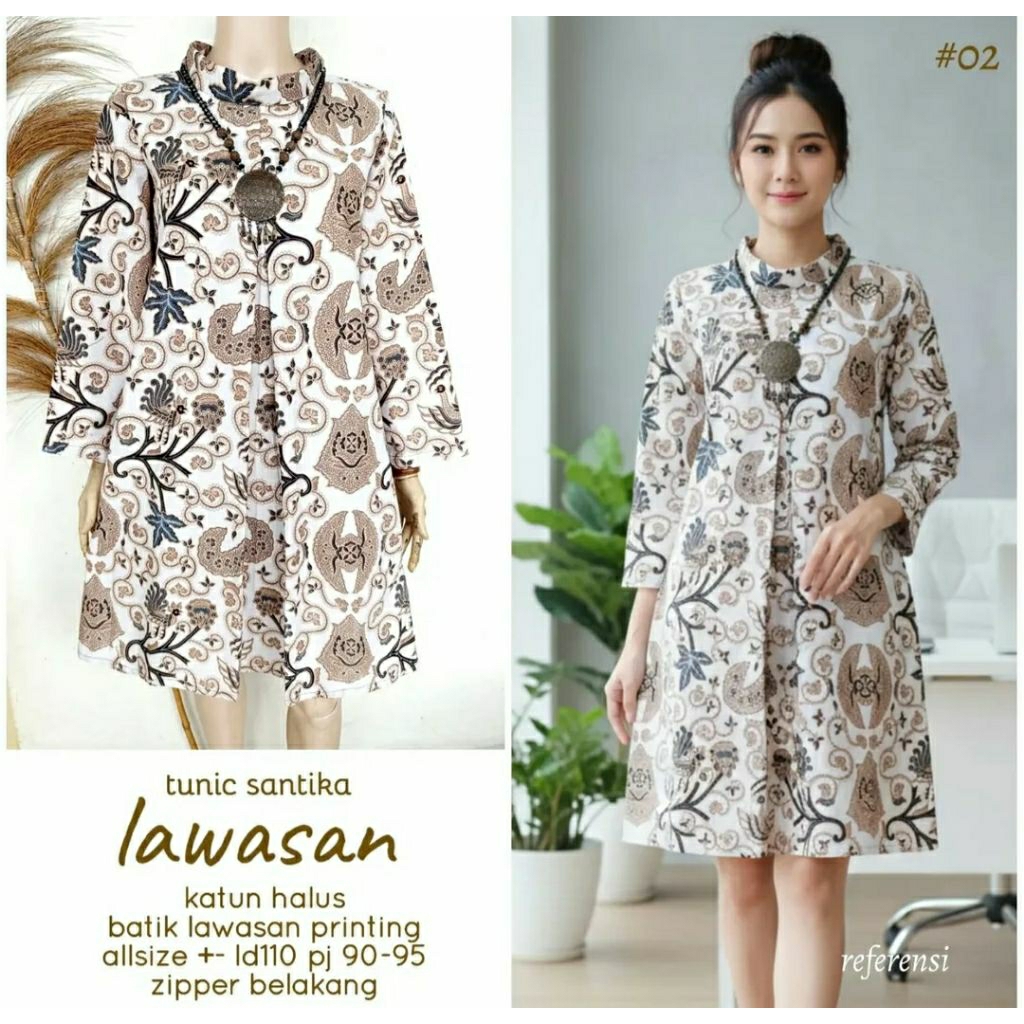 tunic batik premium lawasan warna coklat susu motif wahyu tumurun
