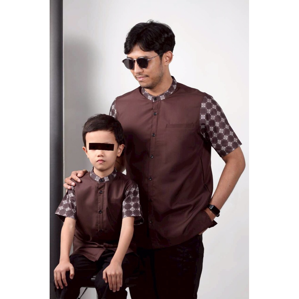 Kemeja koko Kurta Pria Saviq Lengan Pendek Motif/Kemko andalas mahoghani