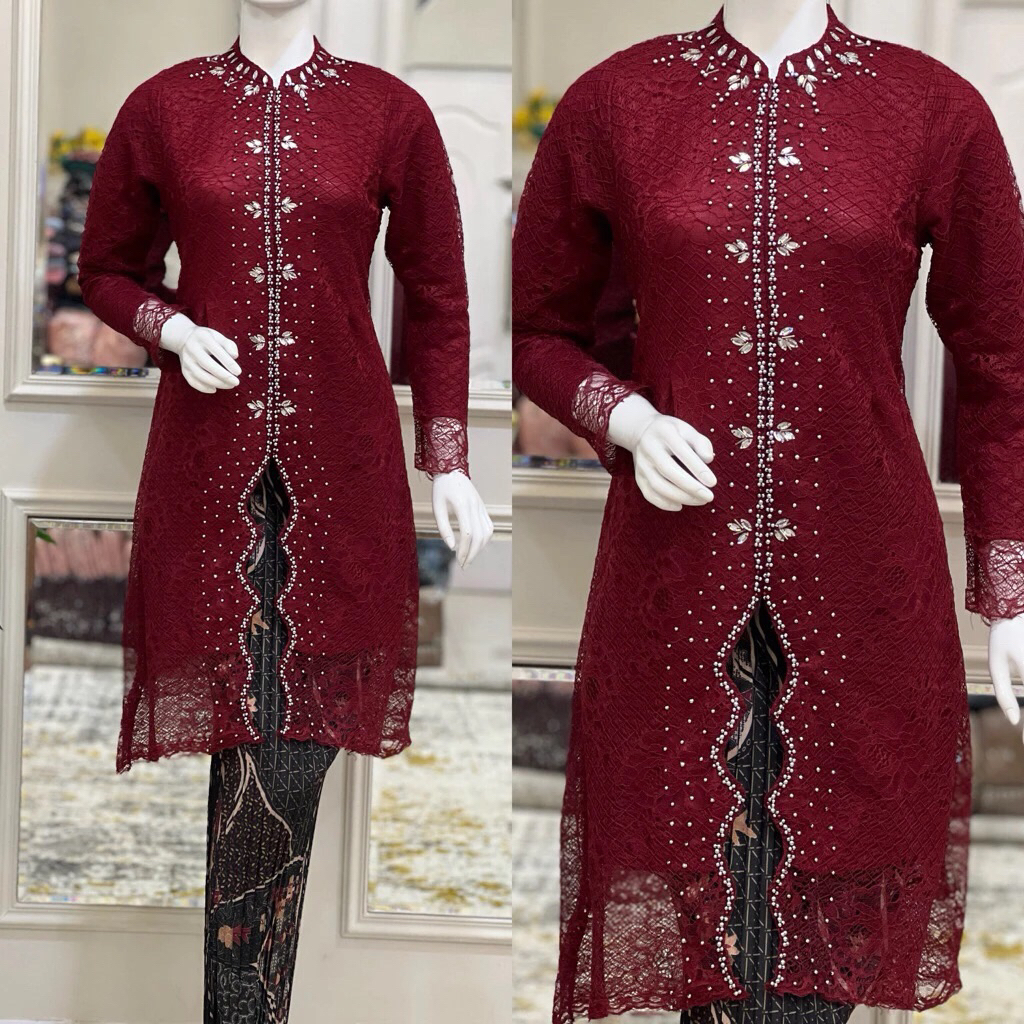 Tunik ZigZag - Tunik Payet -Tunik Brokat - Tunik Pesta - Kebaya Modern Setelan Rok Prisket Batik