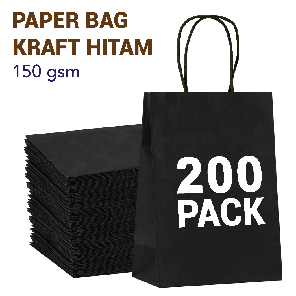 PAPERBAG KRAFT HITAM TALI KERTAS