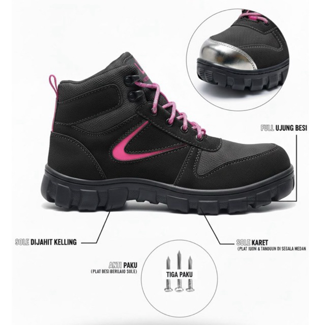 GRANCHIO safety Livina - Sepatu safety boots sepatu safety ujung besi sepatu safety wanita