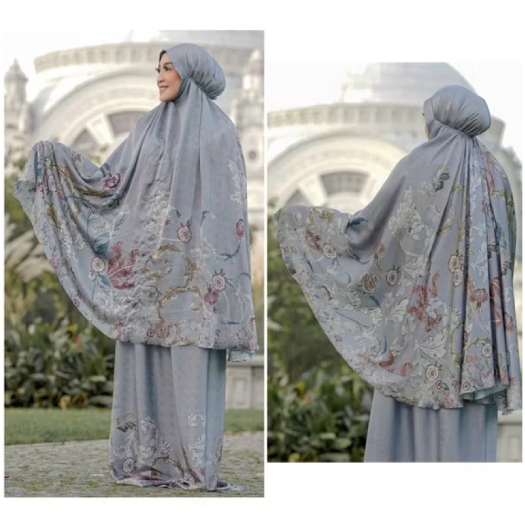 NEW Mukena Buttonscarves seri royale blue jean NETT