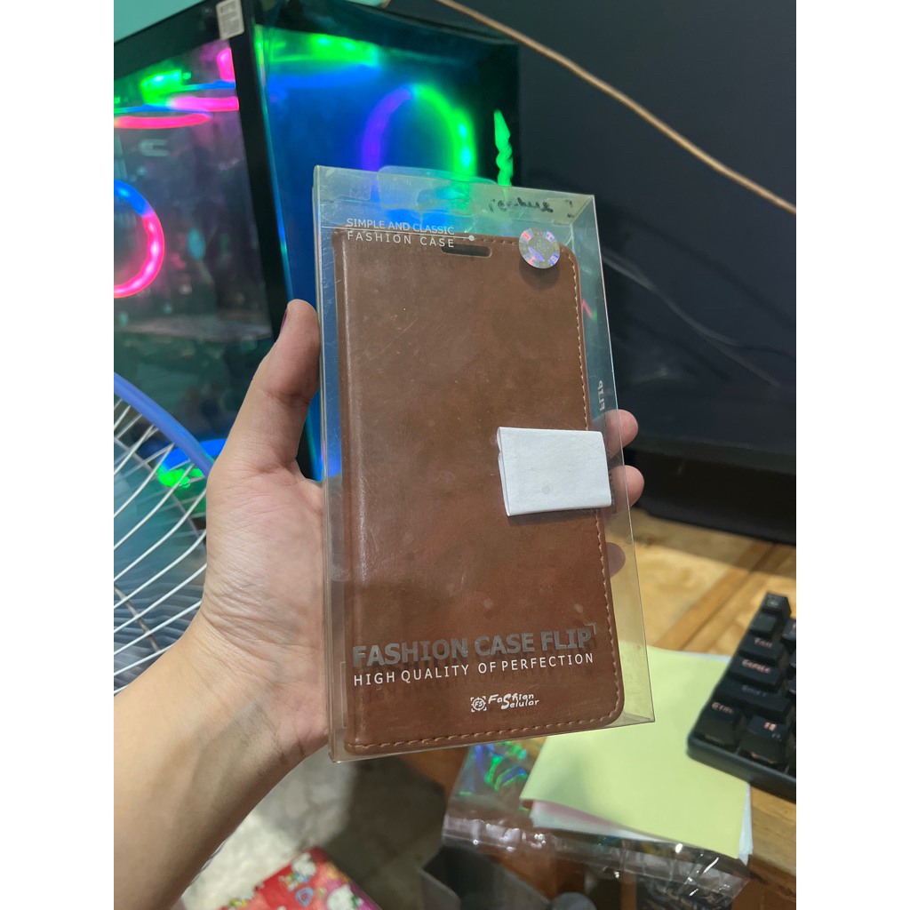 ( PROMO )Case Dompet Realme 3 coklat case dompet case realme 3