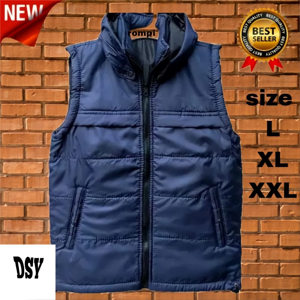 Jaket Rompi Pria Parasut Hangat dengan Hoodie Lepas Pasang - Warna Hitam Navy Army Maron