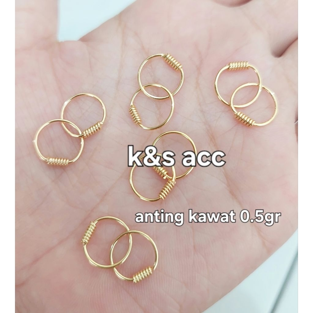 anting bayi kawat 0.5gr perak 925 asli lapis mas kuning