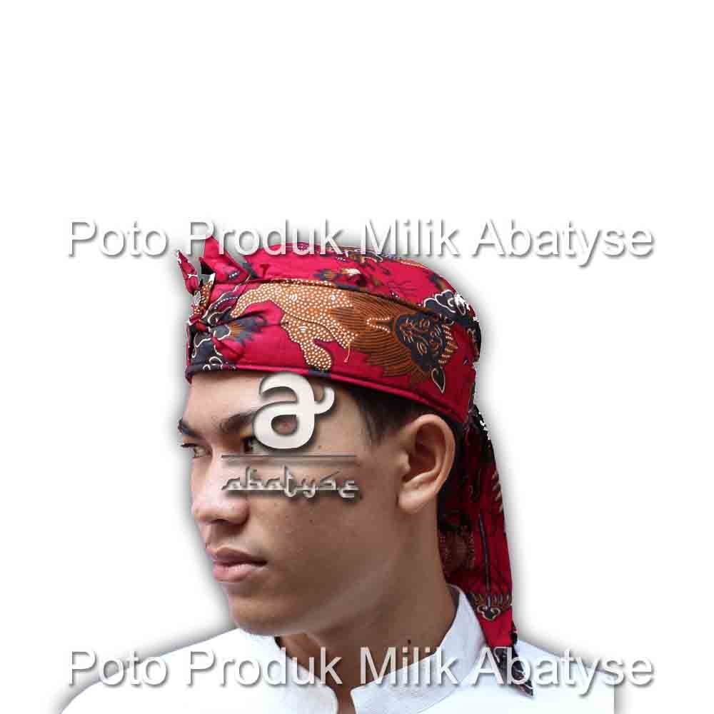 Blangkon Model Sunda - Tetopongan Batik Cirebon Merah