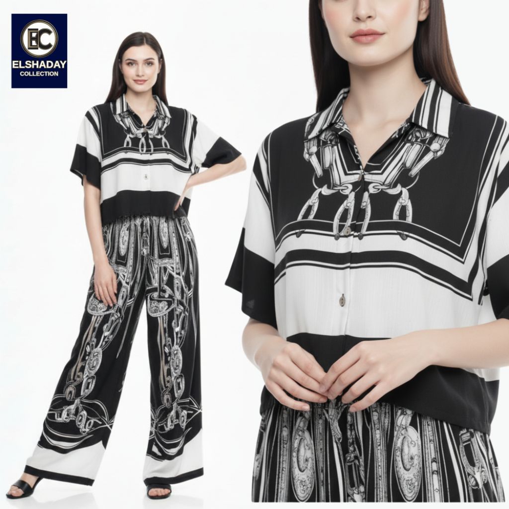 One Set Crop Setelan Celana Kulot Highwaist Kekinian