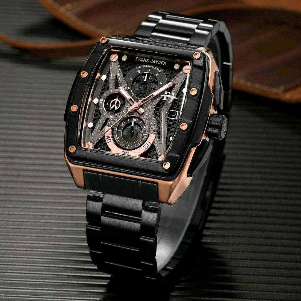 Jam Tangan Pria Evans Jayden EJ 9624 Analog Cronograph Aktif Stainless Steel Original Garansi