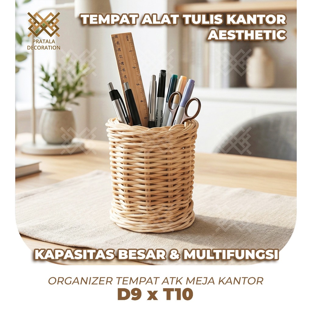 PRATALA TEMPAT ALAT TULIS ATK KANTOR AESTHETIC ORGANIZER ALAT TULIS ATK OFFICE MEJA KERJA D9 x T10