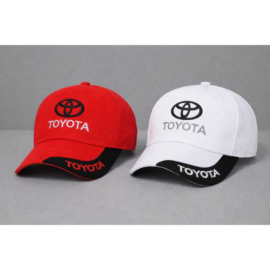 Topi Baseball Toyota Racing Bordir Premium / Topi Casual Pria Wanita Sport - Merah Putih