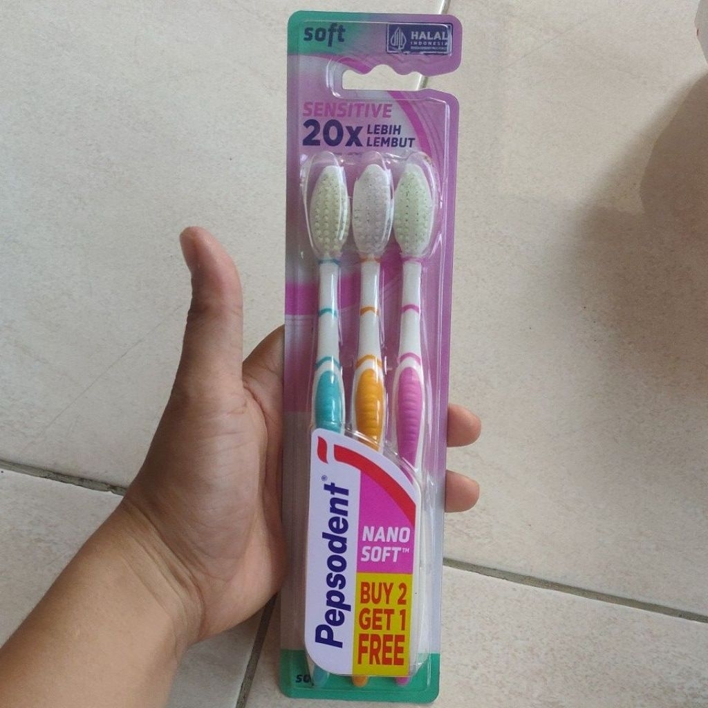 Sikat Gigi Pepsodent Nano Soft isi 3 pcs Sensitive