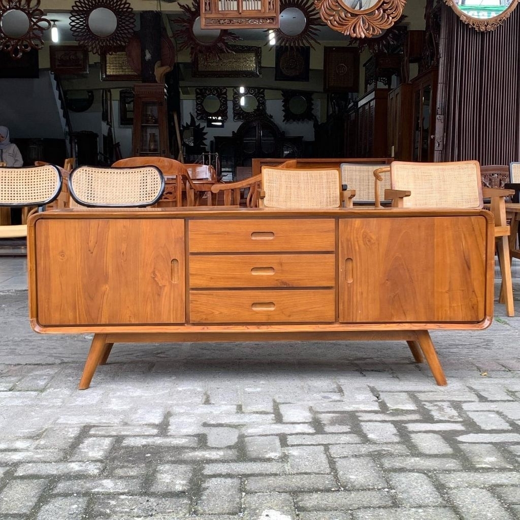 bufet  retro minimalis modern bufet kayu jati
