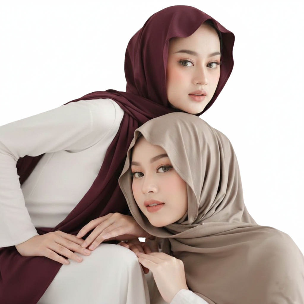 Pashmina Kaos Rayon Polos Premium – Hijab Panjang Adem, Lembut & Stretchy Wanita