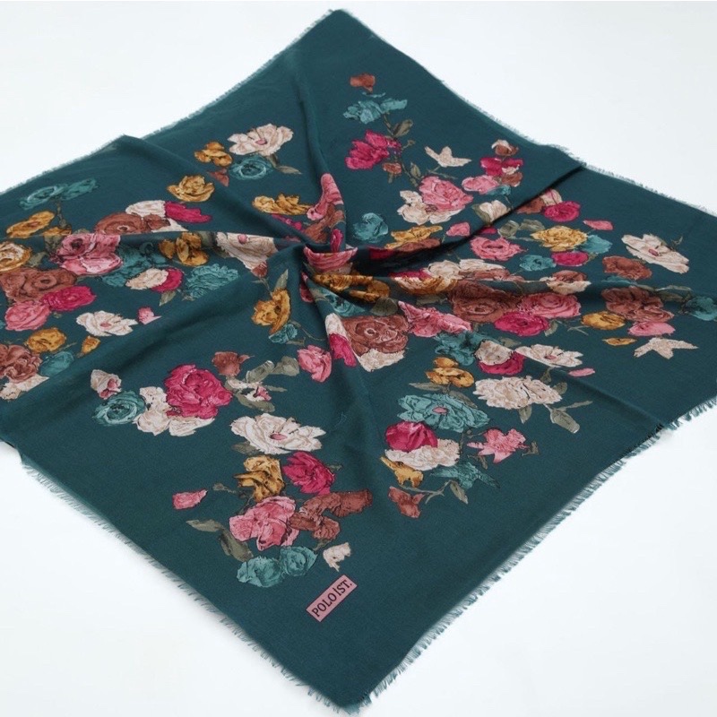 (LIMITED EDITION) Hijab Turkey Segi Empat Motif Bunga Poloist Original (136)