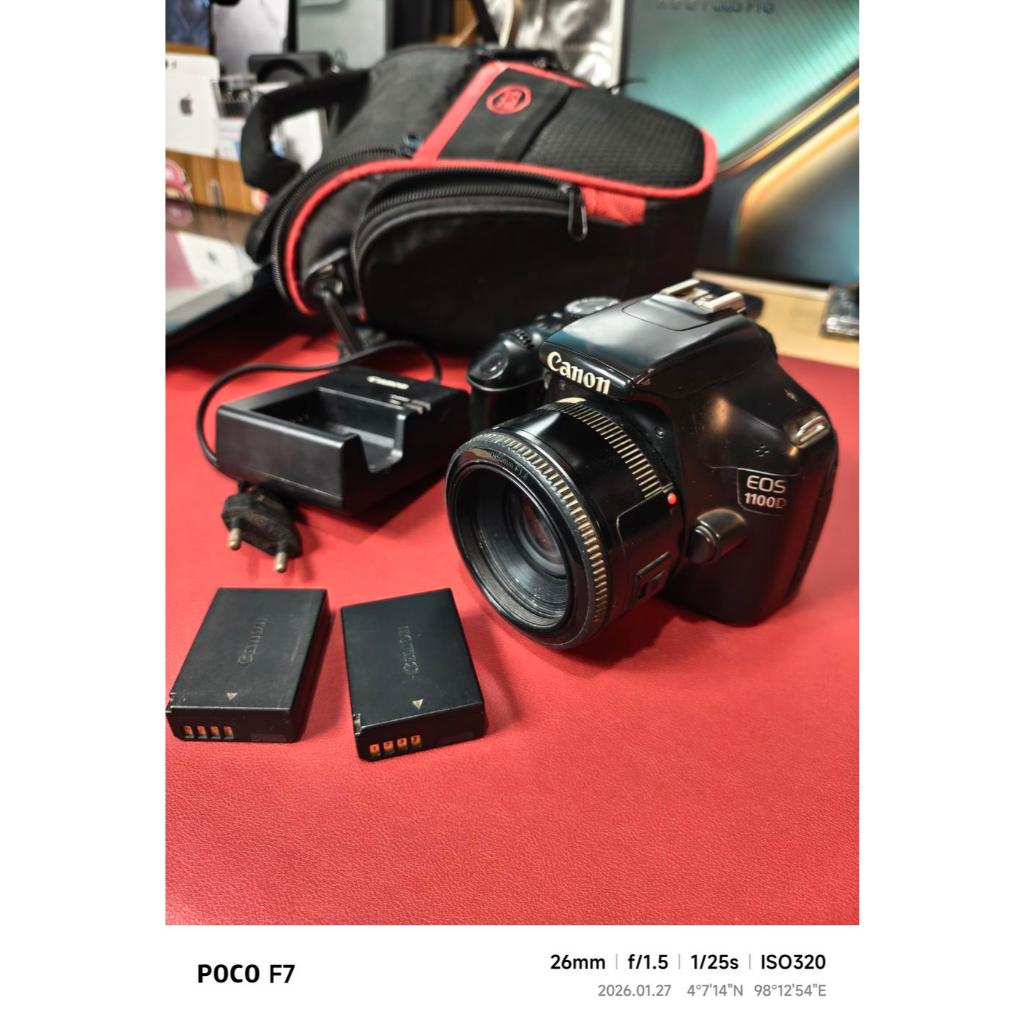 Canon 1100D Lensa Kit + Fix YN50mm Bokeh Lengkap + Bonus No BOX