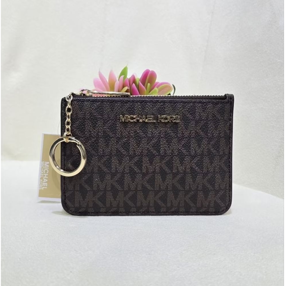 (100% ORI) MK JET SET TRAVEL SMALL TOP ZIP COIN POUCH ID