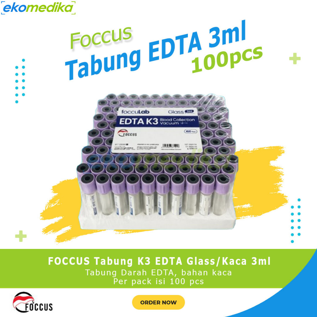 Tabung Darah EDTA 3ml - Vacutainer EDTA Blood Collection Tube Ungu FOCCUS EDTA