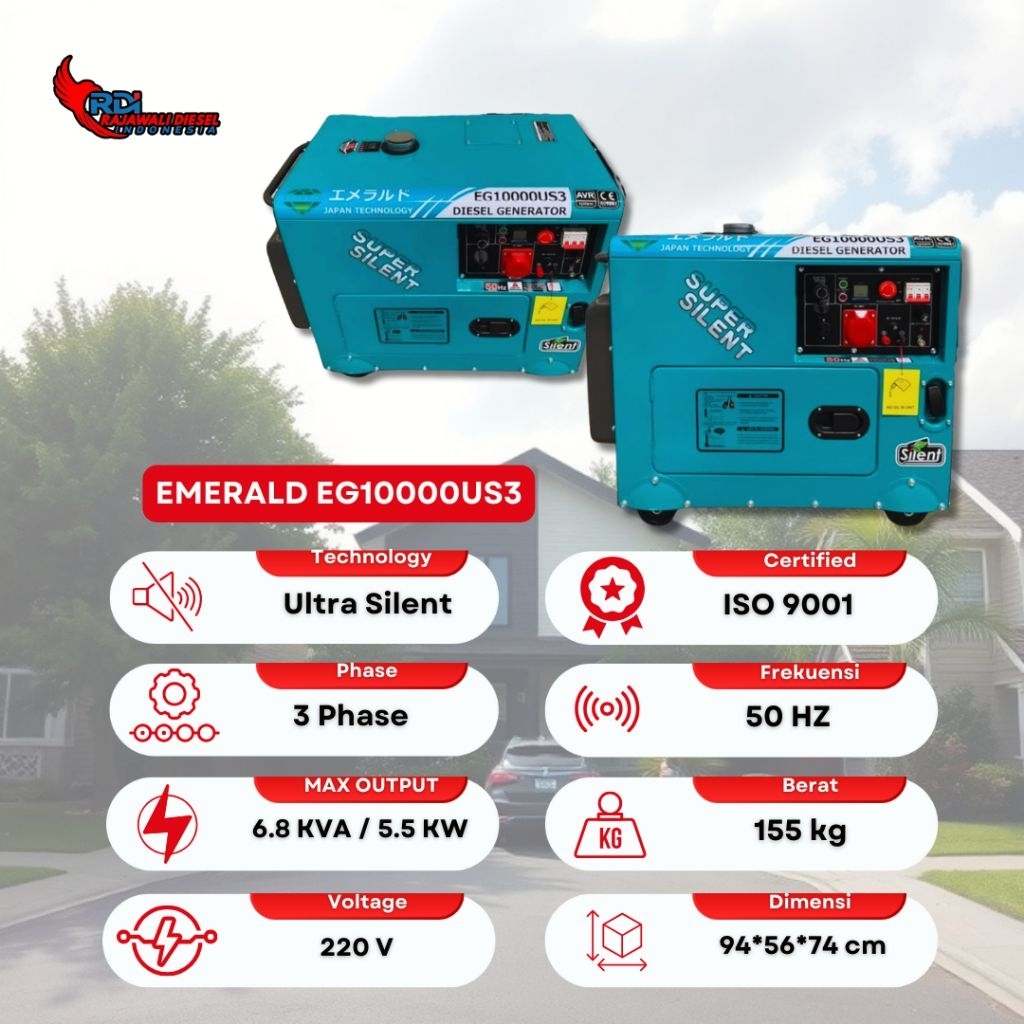 Genset Emerald 7kva 5000watt 3phase