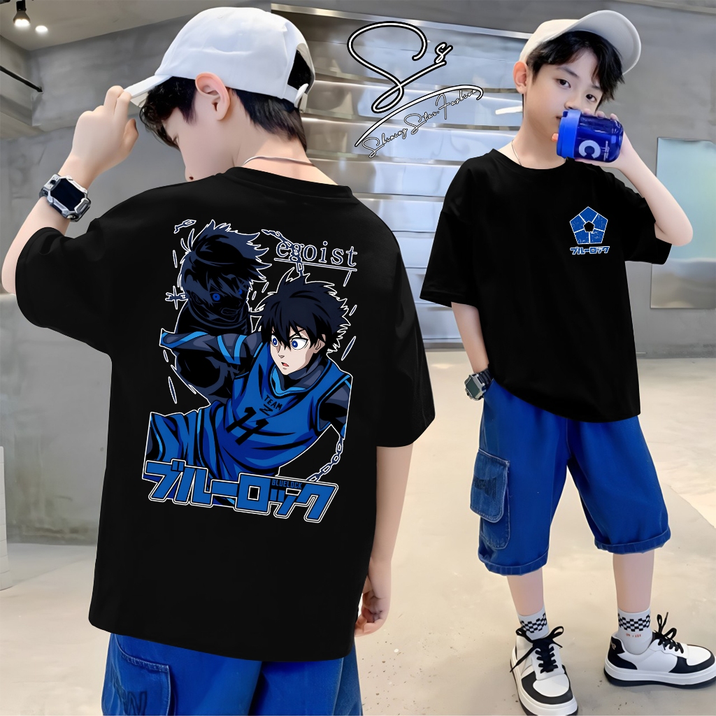 Kaos Anak Isagi Yoichi Blue Lock Mode Egoist Baju Anime katun 24s Jepang T-Shirt Anime Manga