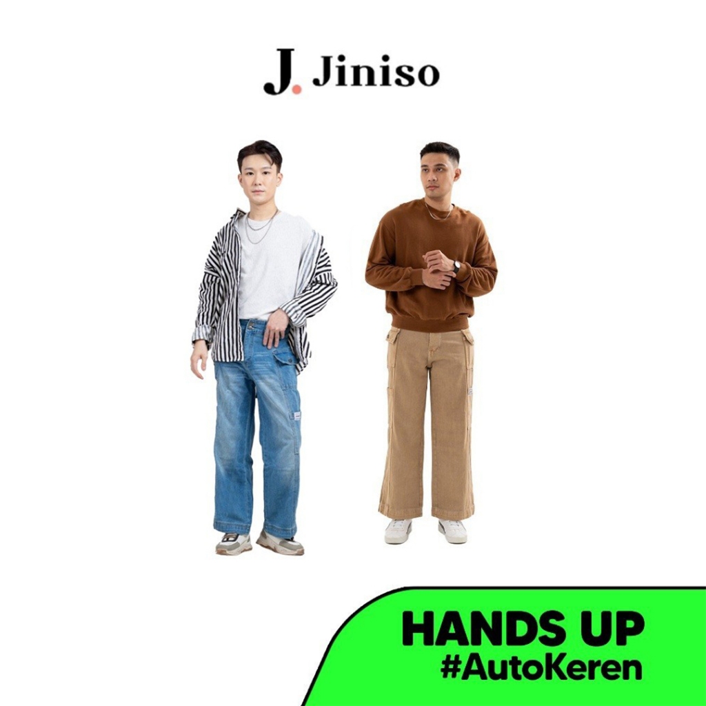 JINISO Cargo Baggy Denim Jeans Pria