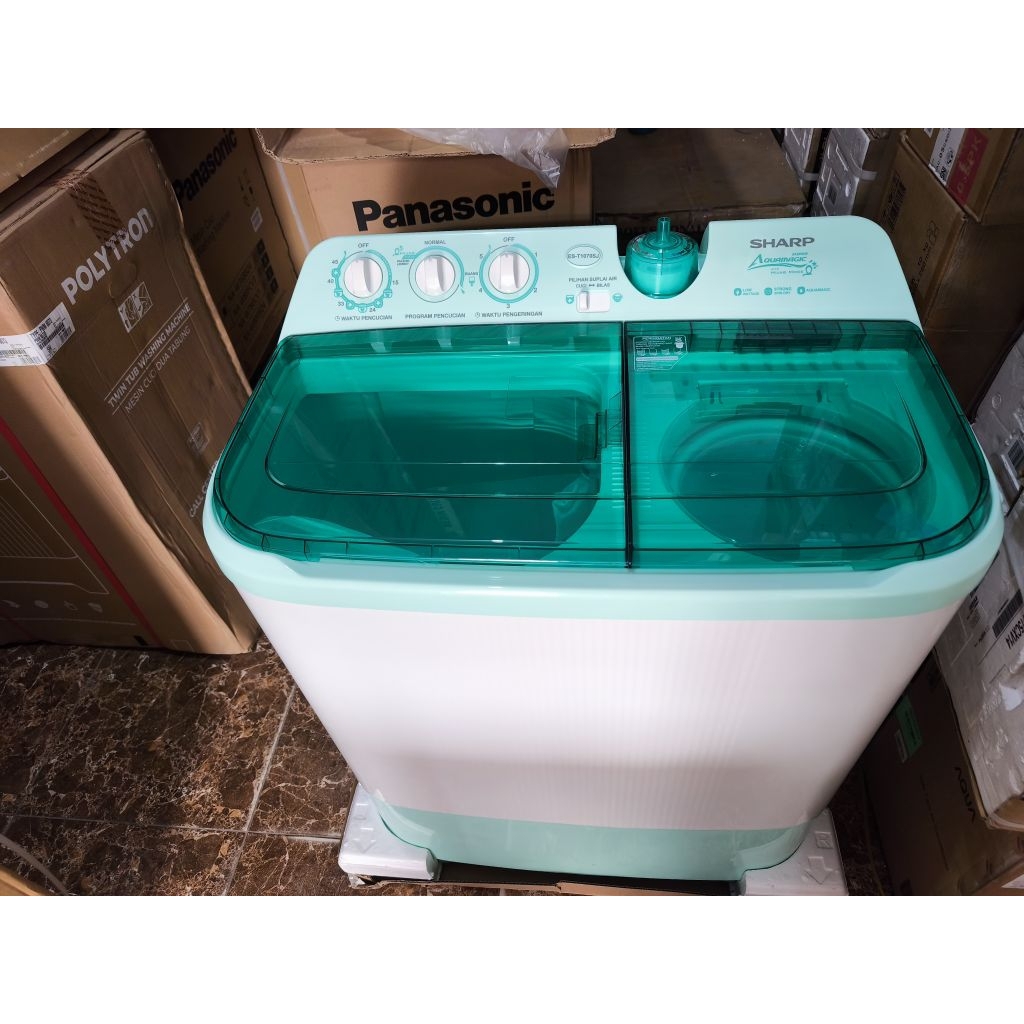 mesin cuci Sharp 1070/ mesin cuci Sharp 10 kg 2 tabung bergaransi resmi