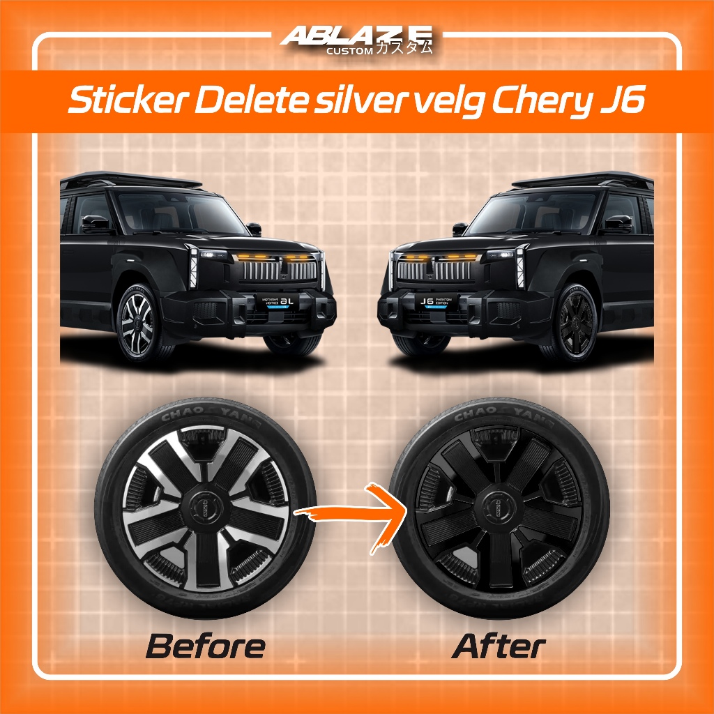 Sticker delete silver velg chery J6