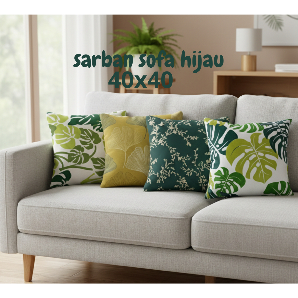 Shafiyyah.sarban (Set Hijau) Sarung Bantal Sofa 40x40