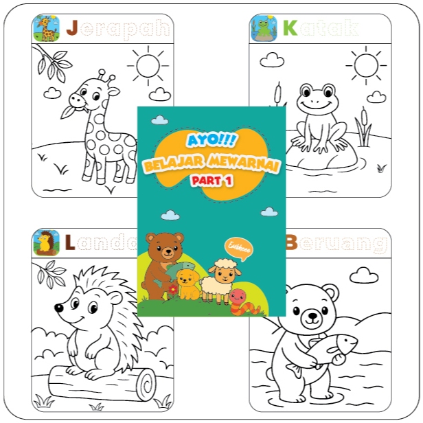 Buku Aktivitas & Mewarnai Anak 2–5 Tahun | A4 | Gambar Besar