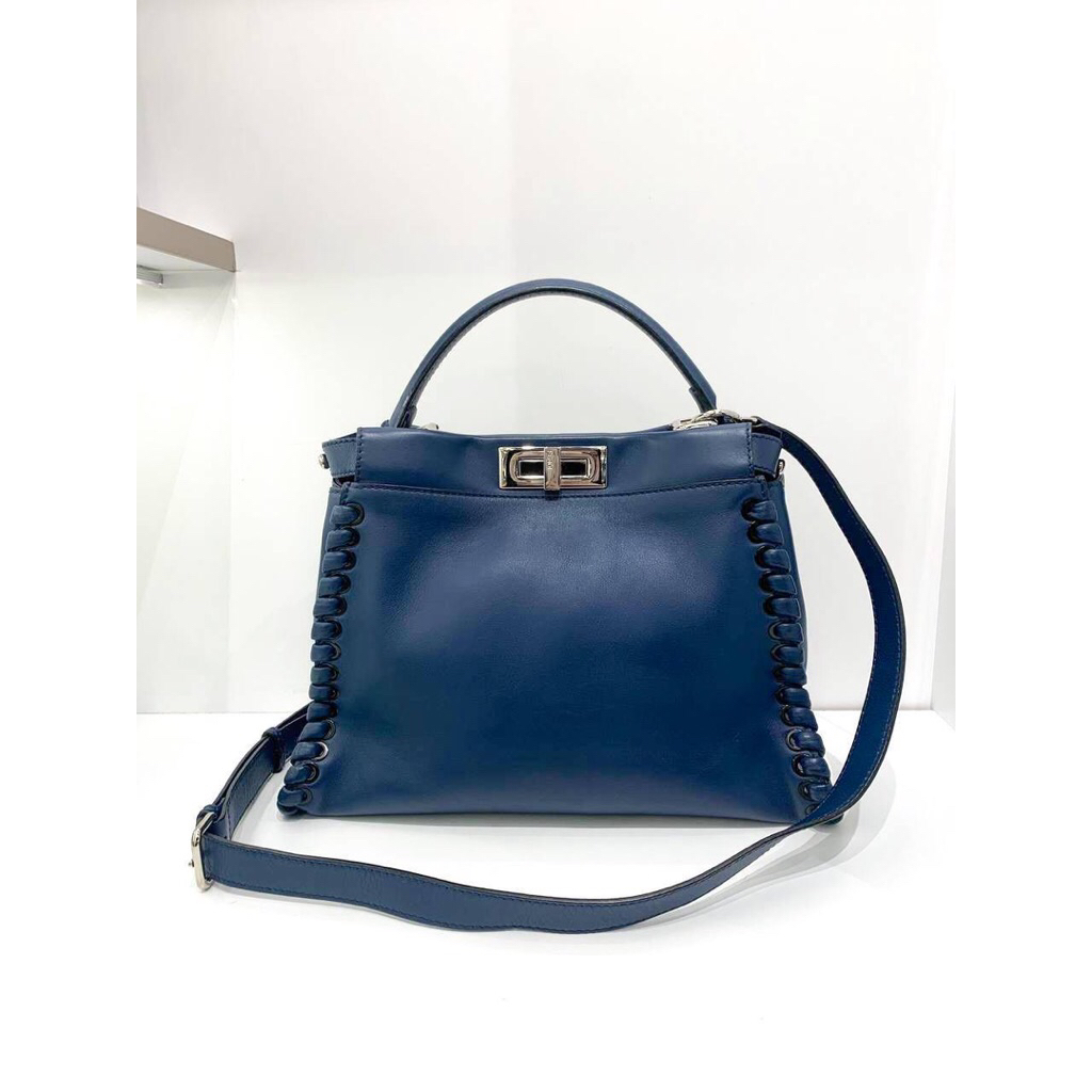 (PRELOVED) Fendi Peekaboo Medium Whipstitched Navy Blue SHW