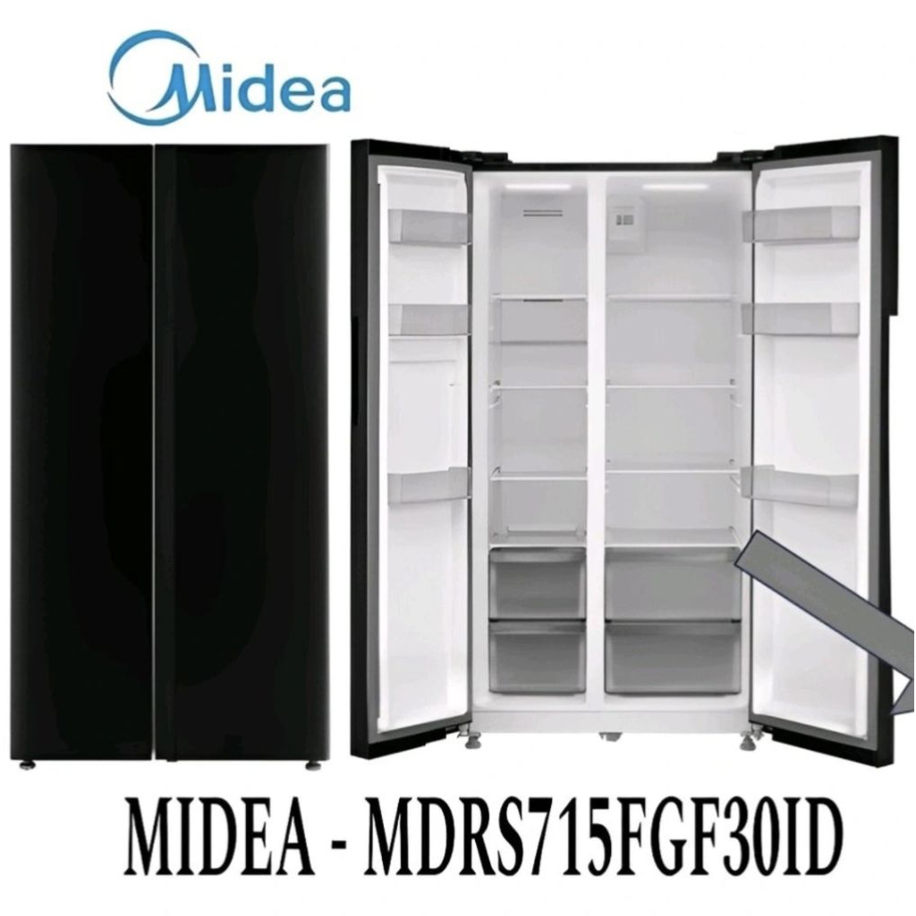 KULKAS MIDEA SIDE BY SIDE SBS 715 FGF(30) KULKAS MIDEA SBS 715FGF(30) KULKAS MIDEA 2 PINTU SIDE BY S