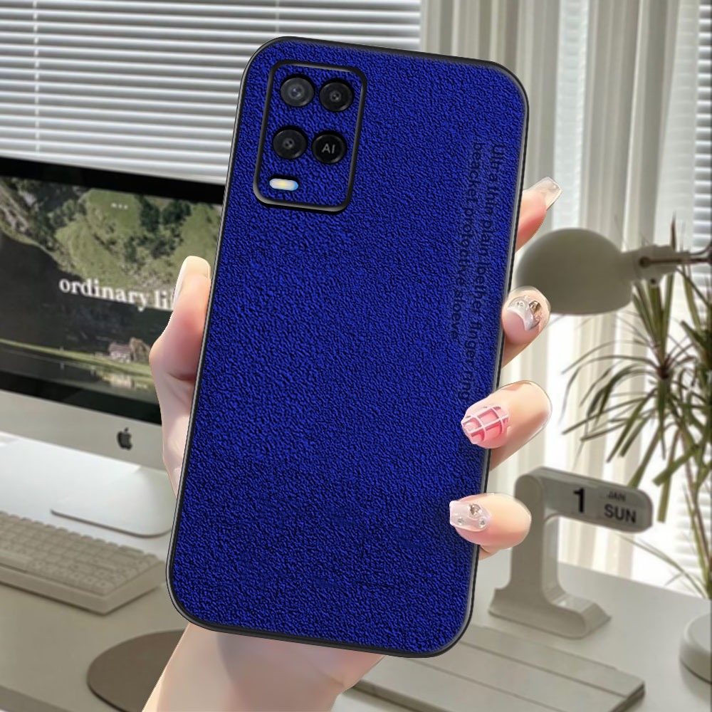 Case Terbaru Oppo A54 A55 Softcase Luxury Plain Leather Casing