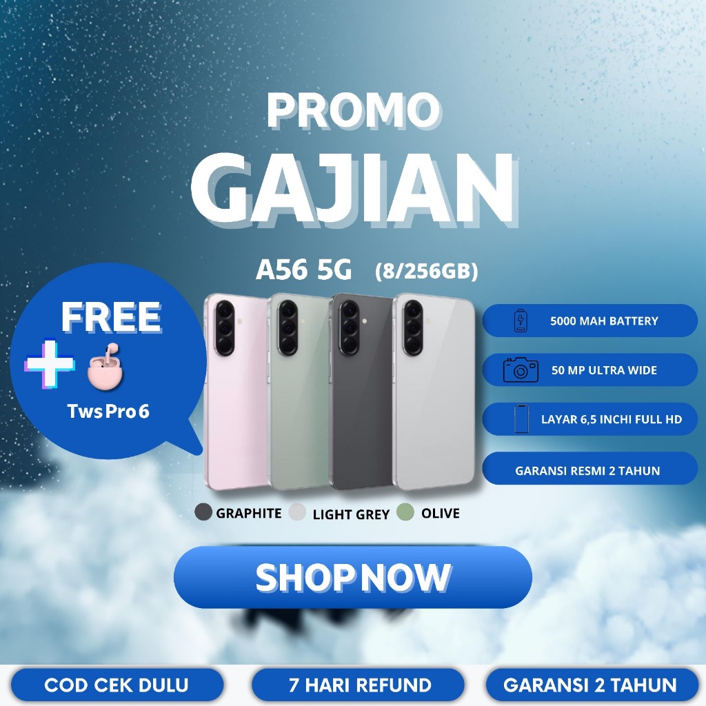 [Bekas] [Seperti baru 99%] Smartphone Bisa COD HP GALAXY A56 5G - RAM 8GB + ROM 256GB FULLSET BERGAR