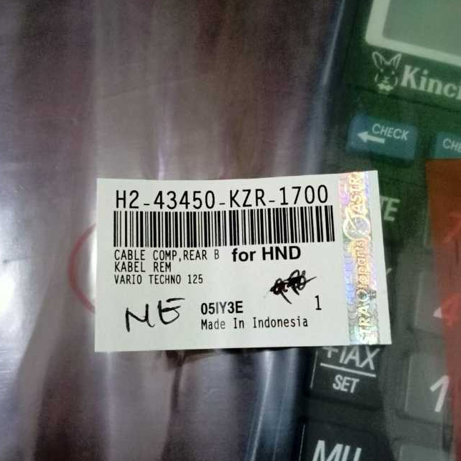 Aspira Kabel Rem Belakang KZR vario 125 150 Original Astra Aspira