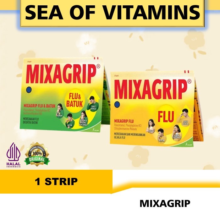 1 STRIP MIXAGRIP FLU | MIXAGRIP FLU & BATUK | 4 KAPLET | MEREDAKAN GEJALA FLU DAN BATUK