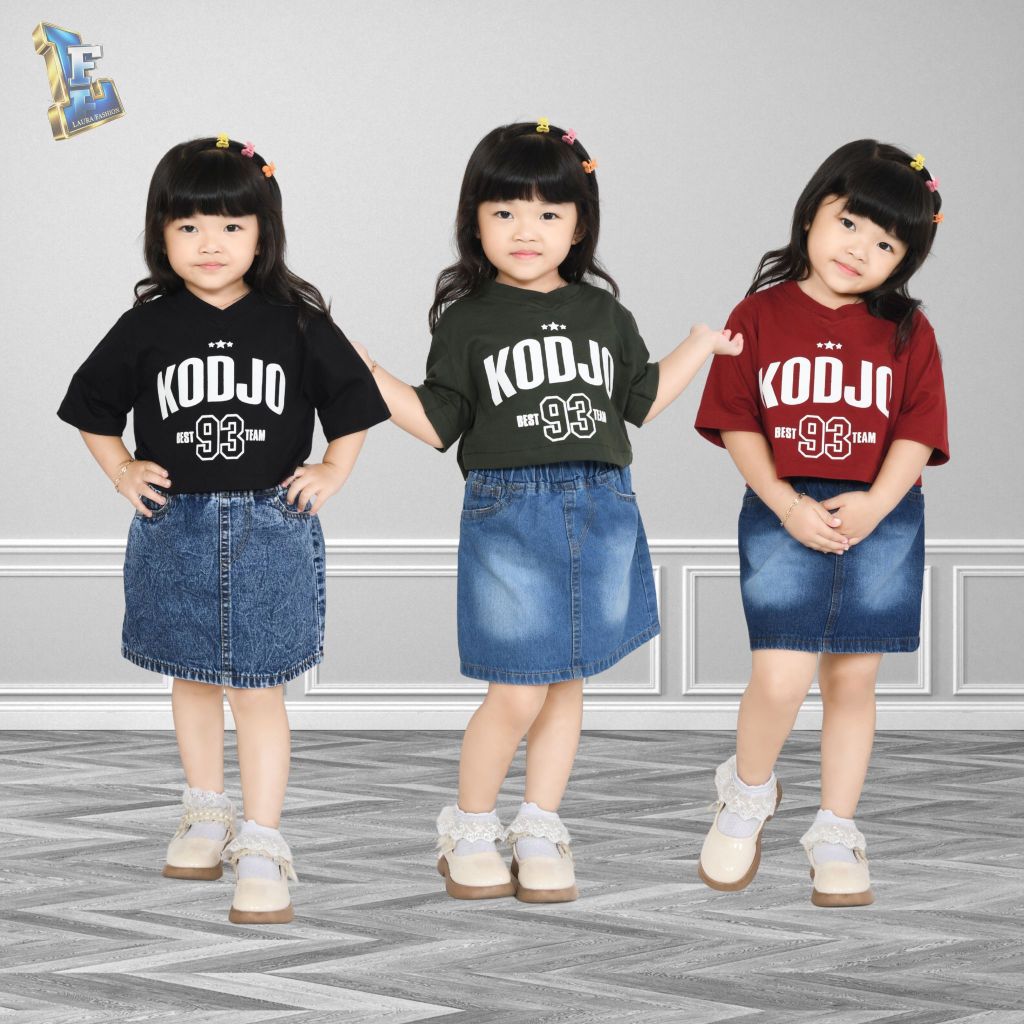 ONESET KAOS CROPTOP PREMIUM DAN ROK JEANS PENDEK // SETELAN ROK JEANS DAN KAOS CROPTOP ANAK PEREMPUA