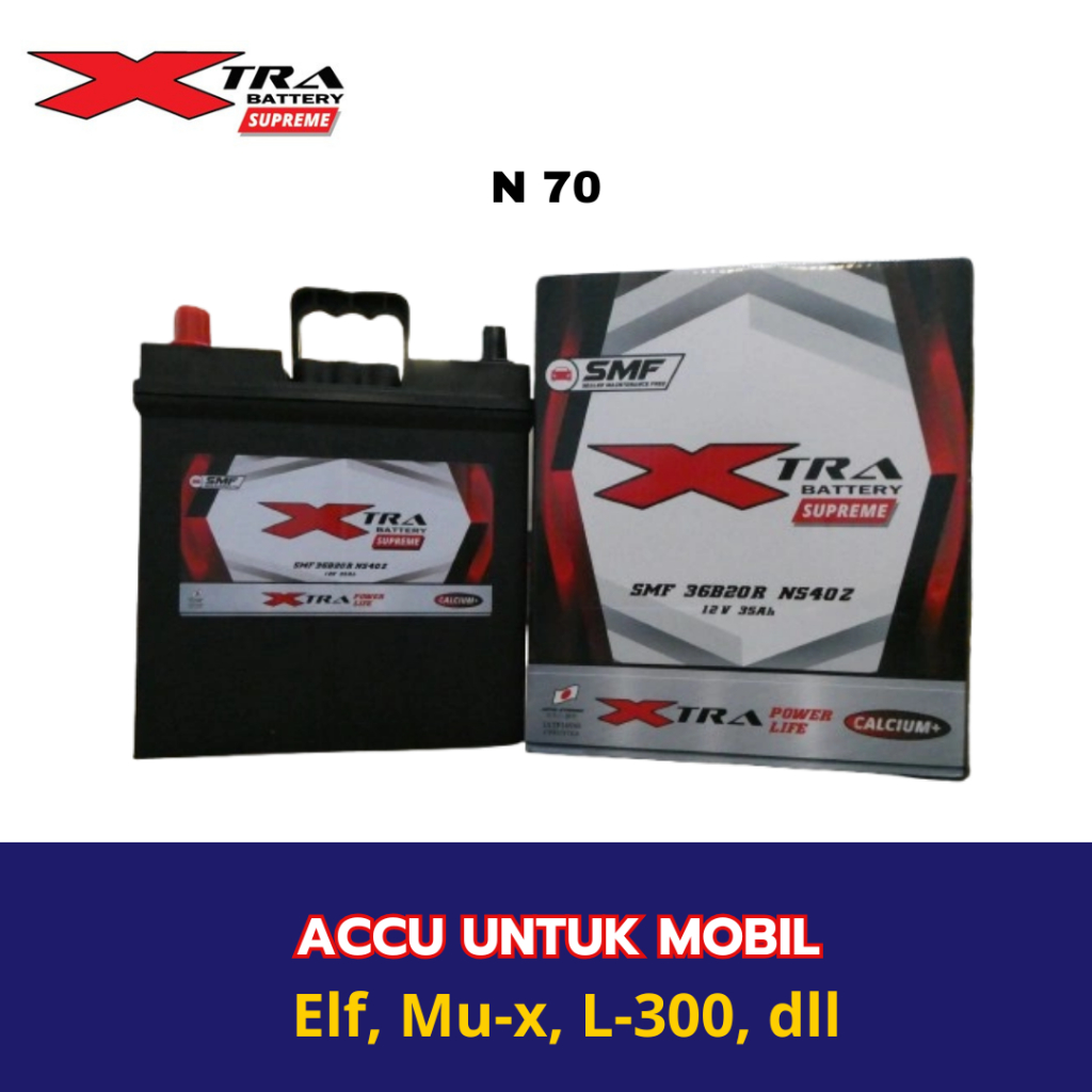 Aki Mobil XTRA SPRM N70 Aki KERING 12 V / 70 Ampere untuk Mobil Elf, Mu-x, L-300, dll