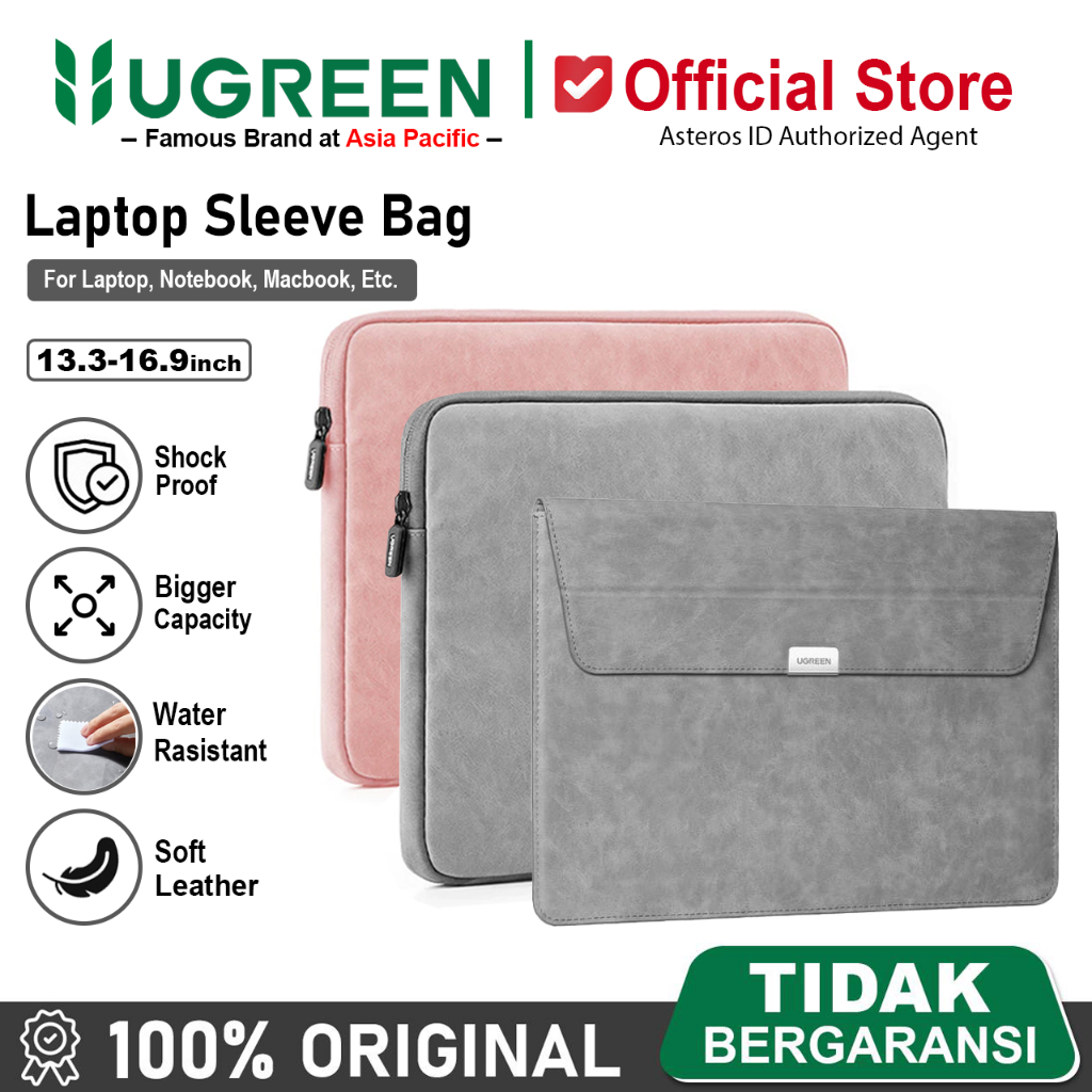 UGREEN Tas Pouch Sleeve Case Laptop Macbook Leather 13-16 inch