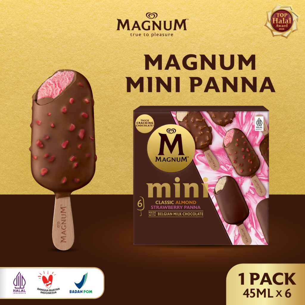 Magnum Mini Classic, Almond and Strawberry Panna 6X45ml - Wall's Es Krim / Ice Cream