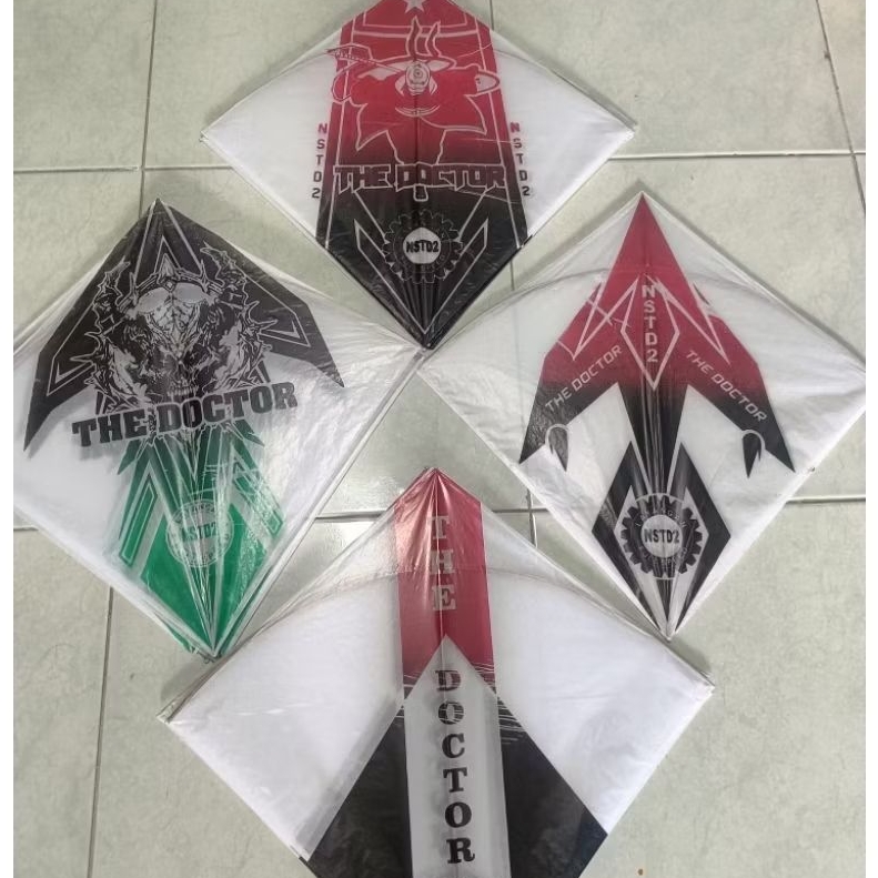 Layangan Sukhoi 50pcs - Kertas Minyak, Sablon 2 Warna, Motif Acak