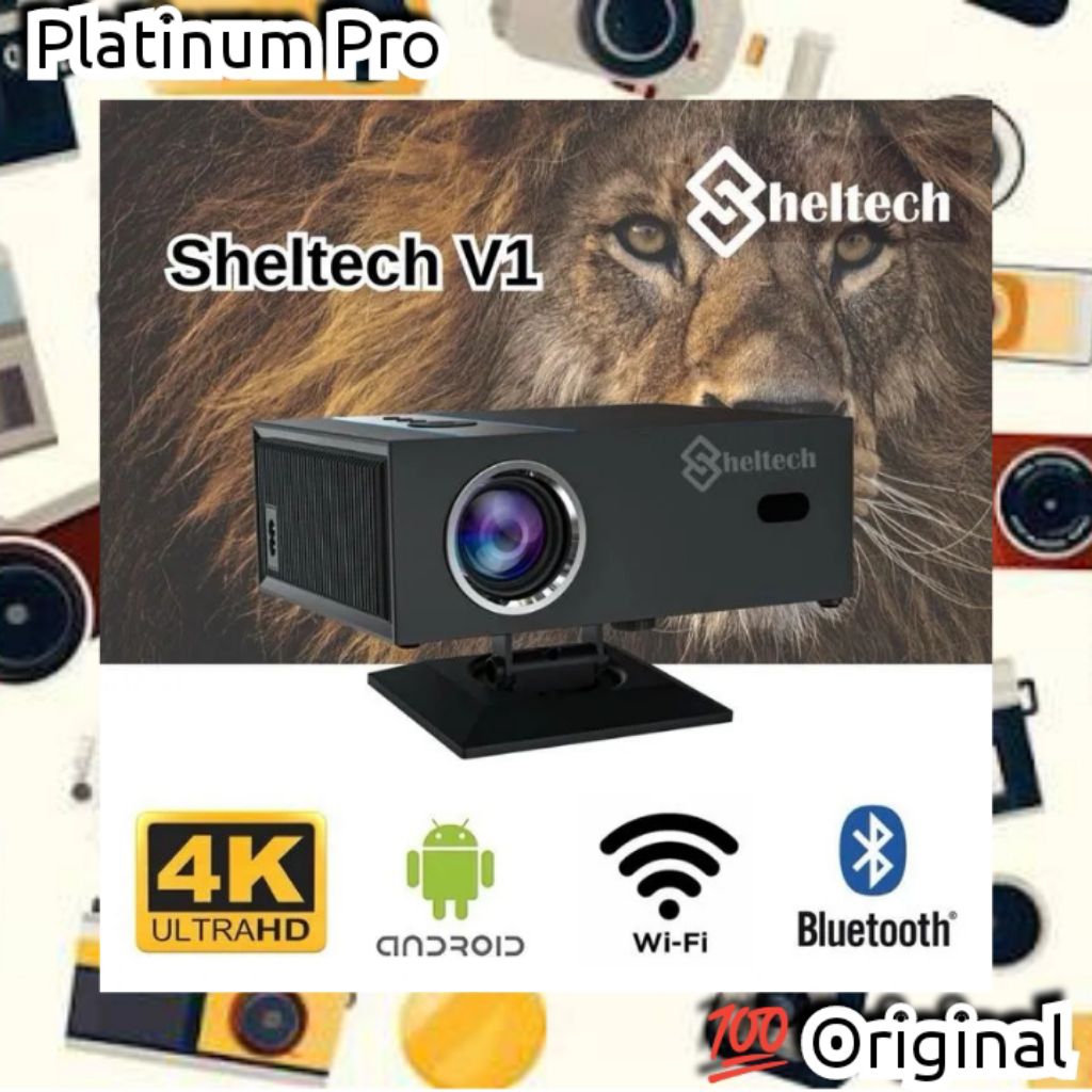 SHELTECH V1 PROYEKTOR DOLBY AUDIO 8K BAGUS WIFI BLUETOOTH LCD LED PROYEKTOR MINI PROJECTOR 
