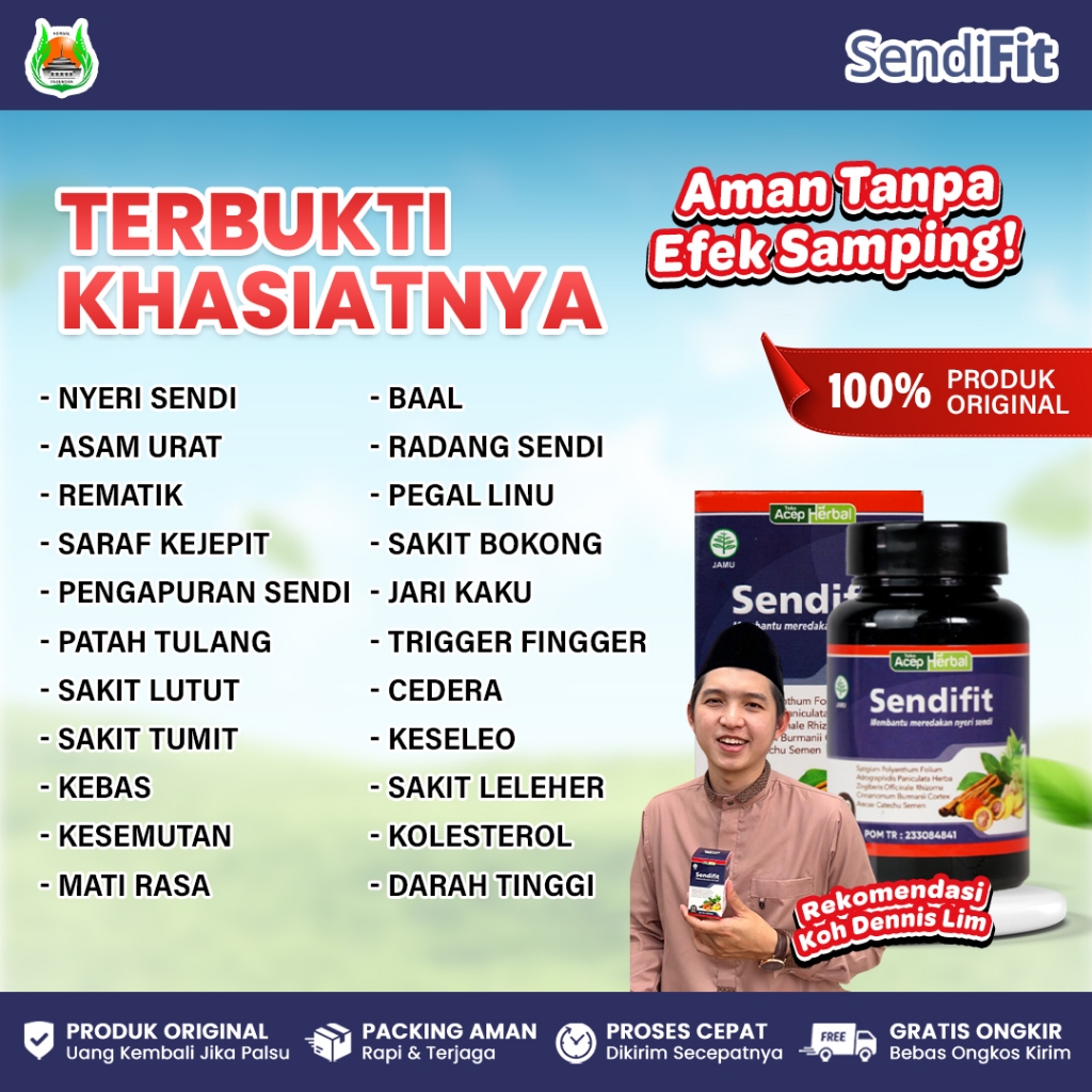 Sendifit 100% Original Herbal Nyeri Sendi Saraf Kejepit Nyeri Otot Lutut Nyeri Bokong Asam Urat