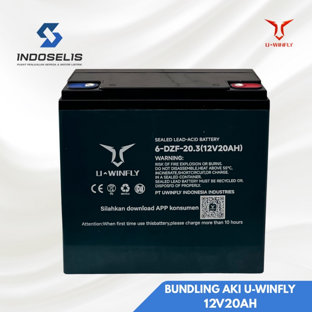 BATERAI SEPEDA LISTRIK AKI UWINFLY 6-DZF-20.3 12V20AH ORIGINAL 100% BUNDLING DAN SATUAN 48V20AH 72V2