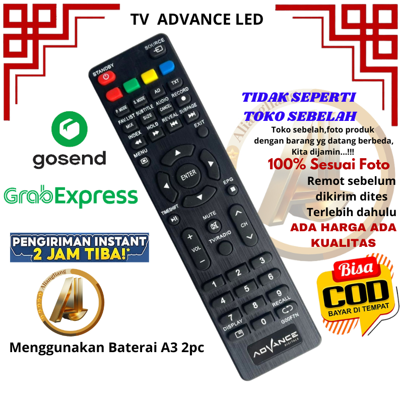 Remote Remot TV ADVANCE LED ADV-2401T/2201T-GRADO - VITRON G00F7N